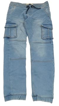 Světlemodré teplákové rifle s kapsami 