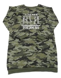 Khaki army teplákové šaty s nápisem River Island