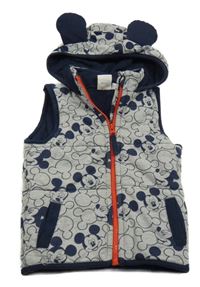 Šedo-tmavomodrá tepláková zateplená vesta s Mickeym a kapucí Disney