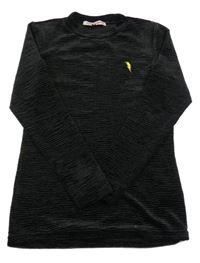 Černé sametové mačkané triko s bleskem 