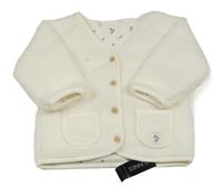 Nové - smetanová huňatá propínací podšitá mikina 