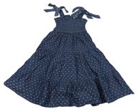 Tmavomodré puntíkaté lehké riflové šaty