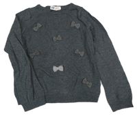 Tmavošedý svetr s mašlemi H&M