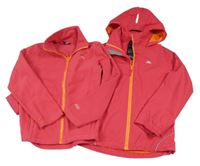 Růžová nepromokavá celoroční funkční bunda s kapucí + fleecová mikina Trespass