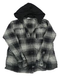 Černo-šedá kostkovaná košile s kapucí H&M
