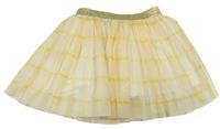 Bílo-žlutá kostkovaná tylová sukně Next 