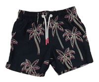 Černé plážové kraťasy s palmami Primark