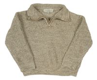 Béžovo-hnědý melírovaný svetr s límcem H&M
