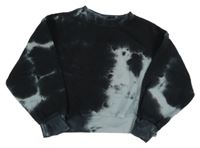 Černo-šedá batikovaná crop mikina Zara