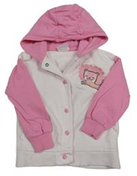 Bílo-růžová propínací mikina se lvem a kapucí So Cute