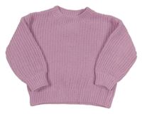 Růžový žinylkový svetr H&M