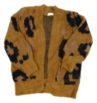 Béžovo-čero-hnědý vzorovaný chlupatý cardigan Next 