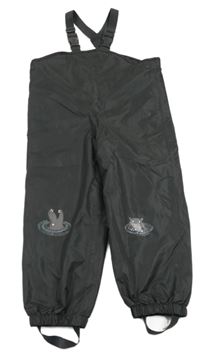 Tmavošedé šusťákové nepromokavé lacláče s hrochy PocoPiano 