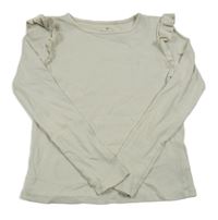 Béžové žebrované triko s volánky H&M