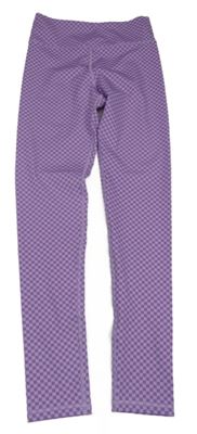 Fialové kostkované sportovní legíny H&M