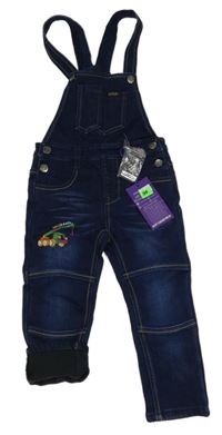 Nové - Tmavomodré riflové lacláče s jeřábem 