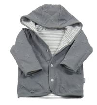 Šedý hvězdičkovaný oboustranný teplákový kabátek s kapucí Feetje 