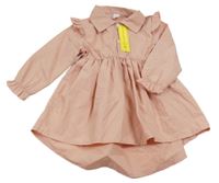 Nové - Broskvové šaty s límečkem Shein