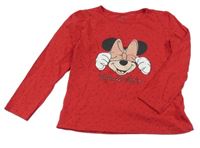 Červené triko s Minnií a puntíky C&A