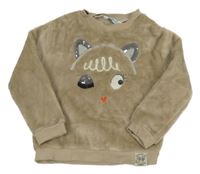 Béžová chlupatá mikina s kočkou a flitry Mayoral