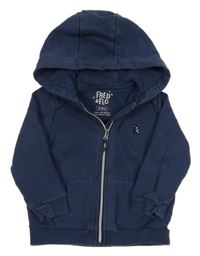 Tmavomodrá propínací mikina s dinosaurem a kapucí F&F