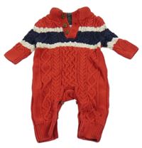 Červený vzorovaný pletený overal s pruhy GAP
