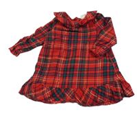 Červeno-zeleno-zlaté kostkované šaty s límečkem Next