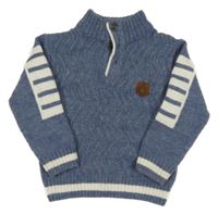 Modro-bílý svetr s rolákem Aslan