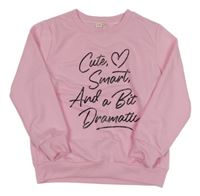 Světlerůžová mikina s nápisem 