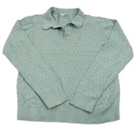 Světlemodrý vzorovaný svetr s límečkem River Island 