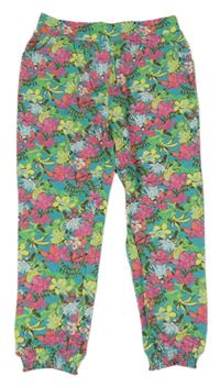 Zelené turecké bavlněné květované kalhoty Topolino