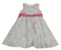 Bílo-růžové květované slavnostní šaty 