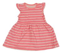 Neonově růžovo-bílé pruhované bavlněné šaty Yd. 