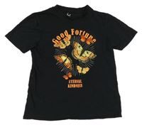 Černé tričko s motýlky 