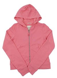 Nové - Růžová propínací crop mikina s kapucí Tom Tailor