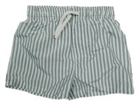Khaki-bílé pruhované plážové kraťasy H&M