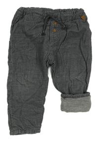 Tmavošedé manšestrové podšité kalhoty s knoflíčky H&M
