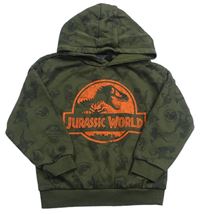 Khaki mikina s dinosaury - Jurský svět a kapucí PRIMARK