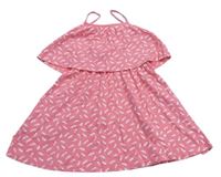 Růžové letní šaty s pírky Topolino