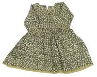 Khaki-smetanové vzorované šaty 