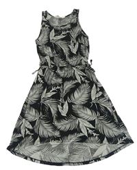 Černo-světlešedé šaty s lístečky H&M