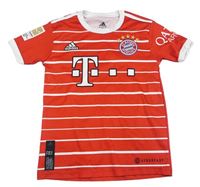Červeno-bílý pruhovaný funkční fotbalový dres - Mané - FC Bayern München a číslem Adidas