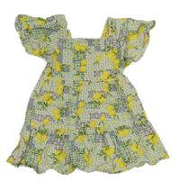 Hořčicovo-bílé vzorované šaty s citrony zn. PRIMARK