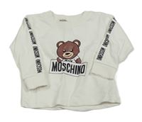 Smetanová mikina s medvídkem a logy Moschino