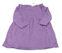 Fialové svetrové šaty s károvaným perforovaným vzorem LC WaIKIKI