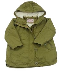 Khaki plátěná zateplená parka s kapucí Next