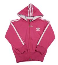 Tmavorůžová propínací mikina s kapucí Adidas