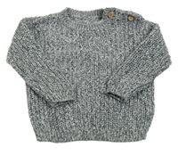 Tmavošedo-bílý melírovaný žebrovaný svetr George