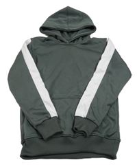 Tmavošedo-bílá thermo mikina s kapsou a kapucí 