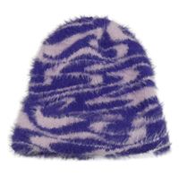 Tmavofialovo-světlerůžová vzorovaná chlupatá čepice H&M